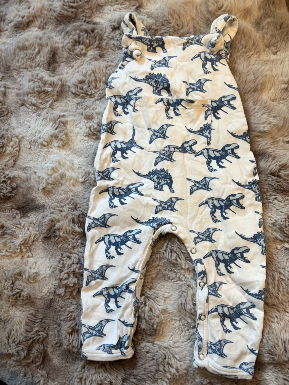 Kate Quinn Organic Cream Romper with Navy Dinosaur Print 18-24 months